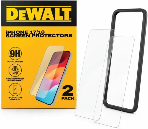 Vista 11 de DEWALT Protector de pantalla de vidrio resistente para iPhone 12 Pro Max, paquete de 2 protectores de pantalla de vidrio templado, compatible