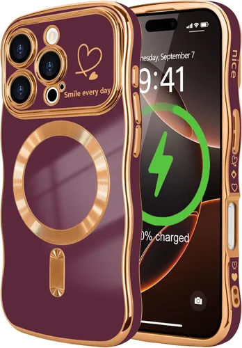 Vista 73 de LCHULLE - Funda magnética para iPhone 13 para mujeres y niñas, con forma ondulada, color azul bebé