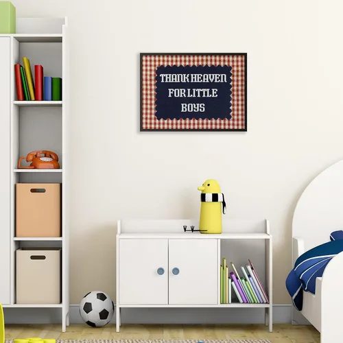 Vista 5 de Arte de pared con texto en inglés "Thank Heaven for Little Boys" (Thank Heaven for Little Boys), póster vintage con cita de guinga roja, impresiones