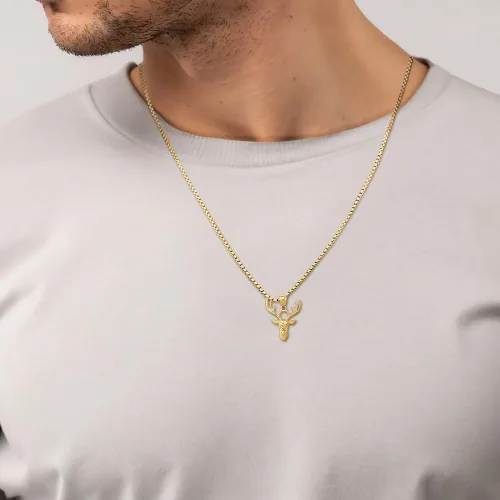 Vista 5 de IceCarats 14K Solid Yellow Gold Deer Head Necklace Chain Pendant Charm
