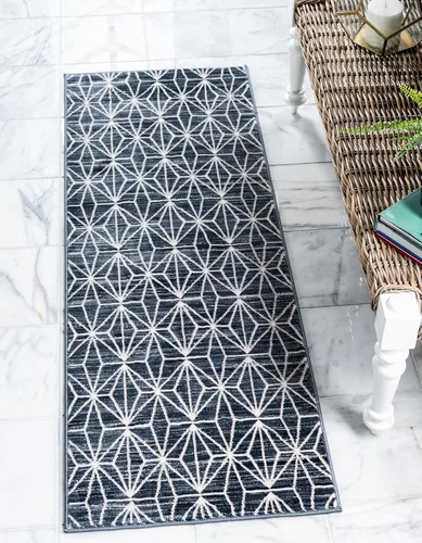 Vista 19 de Unique Loom Uptown Collection by Jill Zarin Collection - Alfombra geométrica moderna azul (1' 8 x 1' 8)