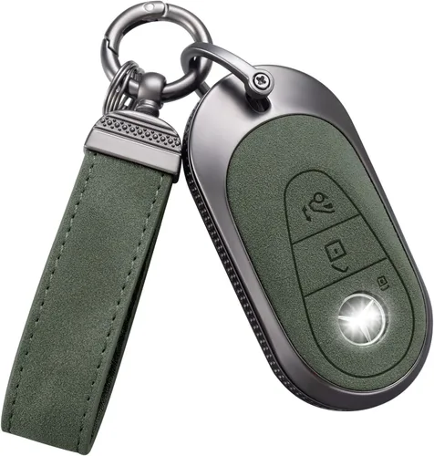 Vista 6 de YO&YOYE Compatible con Mercedes Benz Funda para llavero con llavero de cuero Carcasa protectora para llave Mercedes Benz Clase E Clase S Clase A