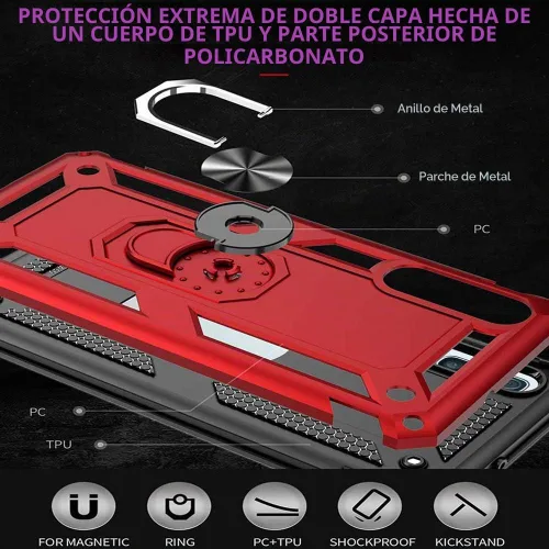 Vista 5 de Funda para Xiaomi Redmi Note 9S / Note 9 Pro con protector de pantalla de vidrio templado, híbrida resistente de doble capa, antiarañazos, a prueba