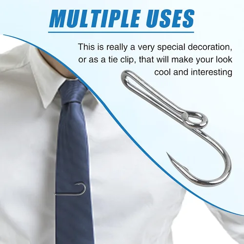 Vista 6 de Fishing Hook Hat Pins & Clips - 12PCS Gold/Black Fish Hook Hat Tie Clips for Outdoor