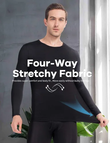 Vista 3 de MANCYFIT Conjunto de ropa interior térmica para hombre, forro polar, ultra suave