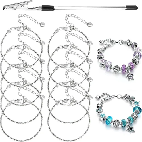 Vista 11 de 10 Piezas Cadenas de Pulsera con Dije de Cadena de Serpiente de 7.87 Pulgadas con Ayudante de Pulsera Pulsera de Serpiente Ajustable con Dije