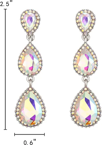 Vista 61 de EleQueen Pendientes de cristal austriaco en tono dorado para mujer, forma de pera de 2.5 pulgadas, color esmeralda