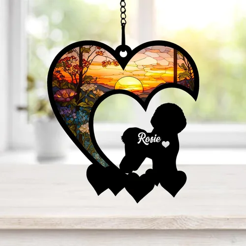 Vista 12 de NAZENTI Atrapasoles personalizado de sabueso afgano, adorno conmemorativo personalizado para la pérdida de mascotas, regalo de condolencia