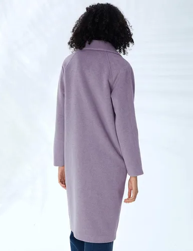 Vista 5 de Gabardinas para mujer, cuello de solapa, abrigo de lana de color sólido, abrigo de un solo pecho para mujer