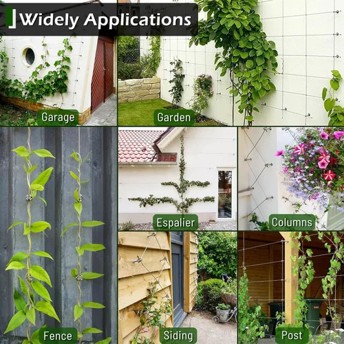 Vista 7 de Enrejado de alambre para plantas trepadoras al aire libre, kit de 12 enrejados de pared para cuerdas de alambre de 5/64" (2mm), sistema