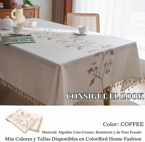 Vista 2 de ColorBird Mantel de Mesa Cuadrado de 55 x 55 pulgadas, Mantel de Cocina de Algodón y Lino, Sin Arrugas Mantel de Granja Cubiertas de Mesa de Café