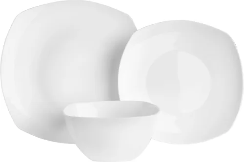 Vista 2 de Everyday White by Fitz and Floyd Nevaeh - Juego de vajilla cuadrada suave de 12 piezas, servicio para 4 personas