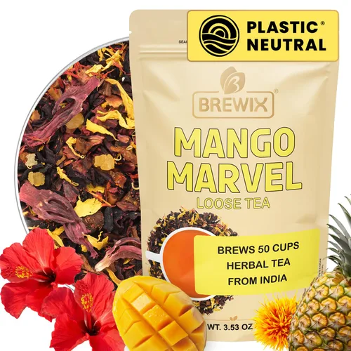 Vista 26 de BREWIX, Bedtime Blossom - Té suelto de hierbas (más de 50 tazas) sin cafeína y totalmente natural Mezcla relajante floral nocturna Rooibos