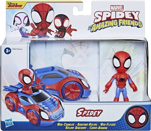 Vista 4 de Figura de acción Marvel Spidey and His Amazing Friends Spidey y vehículo de rastreador web, para niños a partir de 3 años