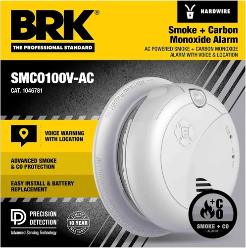 Vista 2 de First Alert BRK Interconnect - Alarma combinada de humo y monóxido de carbono con batería de reserva y alertas de voz, 1 paquete