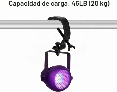 Vista 4 de Paquete de 10 ganchos de abrazadera de luz de escenario resistente, capacidad de carga de 45 libras, abrazadera en C de aleación de aluminio, ajuste