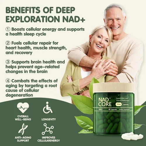 Vista 2 de NAD+ - Suplemento de ribósido de nicotinamida - Extra Fuerza NAD alternativa liposomal, apoya el envejecimiento saludable para mujeres y hombres, 60