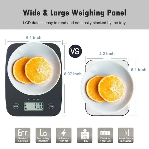 Vista 3 de NUTRI FIT Báscula digital de alimentos, báscula de cocina de 11 libras de peso digital, báscula de cocina para alimentos y gramos, 4