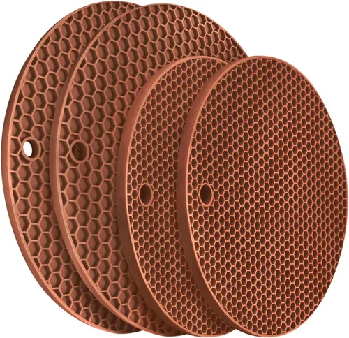 Vista 24 de Salvamanteles para platos calientes, paquete de 4 almohadillas calientes de silicona para cocina, tapete de silicona antideslizante resistente al
