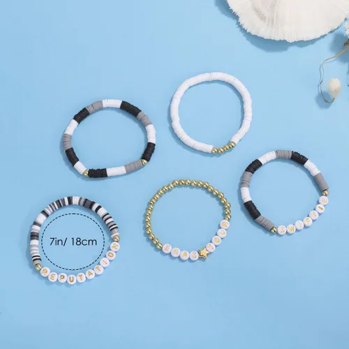 Vista 8 de Colorida pulsera elástica apilada Boho con cuentas conjunto Heishi Surfer pulsera Y2K joyería de moda Taylor amistad mujeres niñas