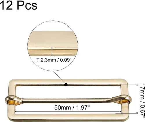 Vista 2 de uxcell Hebillas deslizantes, ajustador rectangular de metal, hebillas de pasador de rodillo, ajustador de correa deslizante para cinturón