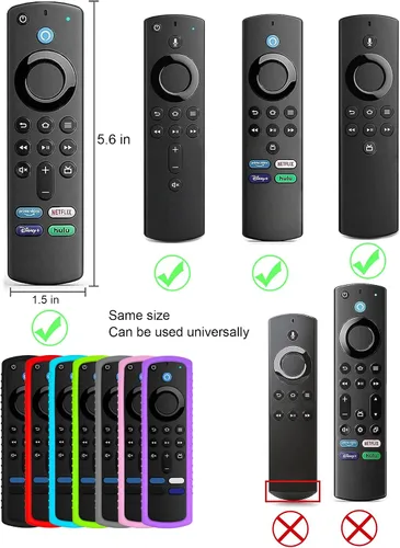 Vista 7 de Juego de 3 fundas de silicona para control remoto Fire TV Stick Soft washable silicone skin, compatible with most Fire TV 4K remotes, anti-slip