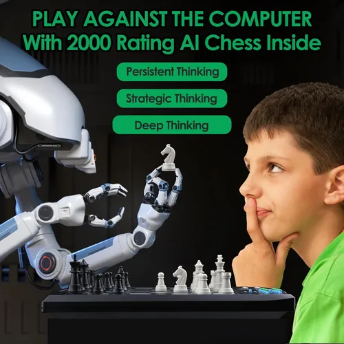 Vista 2 de Tablero de ajedrez electrónico Talking Chess Academy, tablero de ajedrez inteligente con sistema de enseñanza de voz, juego de ajedrez