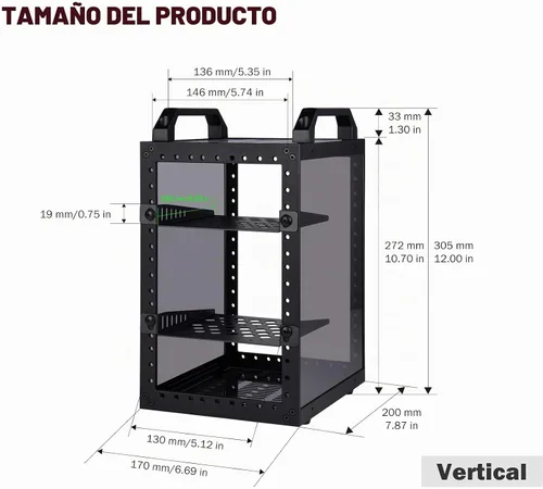 Vista 2 de GeeekPi DeskPi RackMate TT Mini gabinete de servidor para mini PC, red, servidores, audio y equipo de video