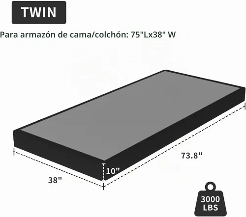 Vista 3 de Superay Somier Doble, Somier de 10 pulgadas para Cama Doble, Marco de Cama de Metal Resistente con Funda de Tela, Base de Cama Fundación de Colchón