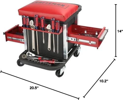 Vista 2 de Asiento de cofre de herramientas con ruedas para garaje (herramientas no incluidas)