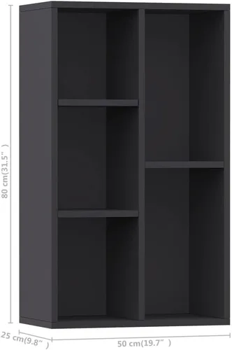 Vista 2 de Gabinete organizador de almacenamiento de 5 cubos, estantería abierta gris, gabinete de almacenamiento moderno, organizador de almacenamiento
