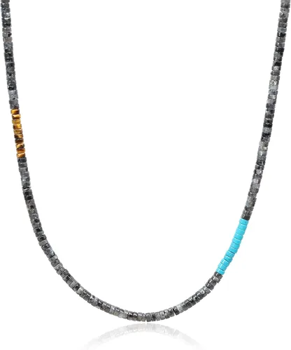 Vista 12 de COAI Collar de cuentas para hombre, collar de cristal Heishi para hombres de 20 a 26 pulgadas Lapislázuli
