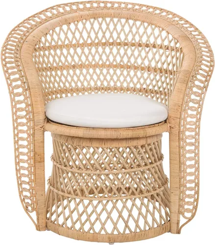 Vista 4 de Kouboo Sillón de ratán – Silla de salón y comedor estilo pavo real natural – Muebles de patio bohemios, silla decorativa interior para sala