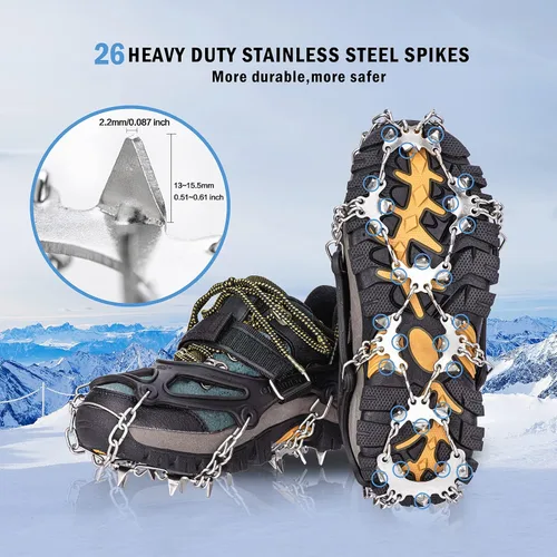 Vista 3 de TIMINGILA - Botas de hielo de tracción para botas de senderismo, zapatos para mujeres, hombres y niños, agarre de nieve de tracción para senderismo