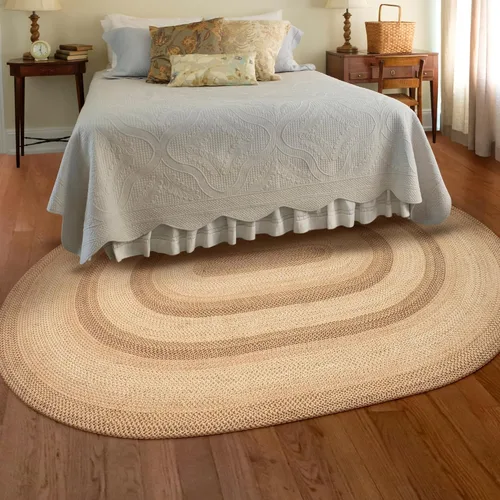 Vista 163 de Homespice Apple Pie - Alfombra ovalada roja de 2 x 3 pies, alfombra de cocina trenzada para decoración primitiva y rústica, reversible, yute sin