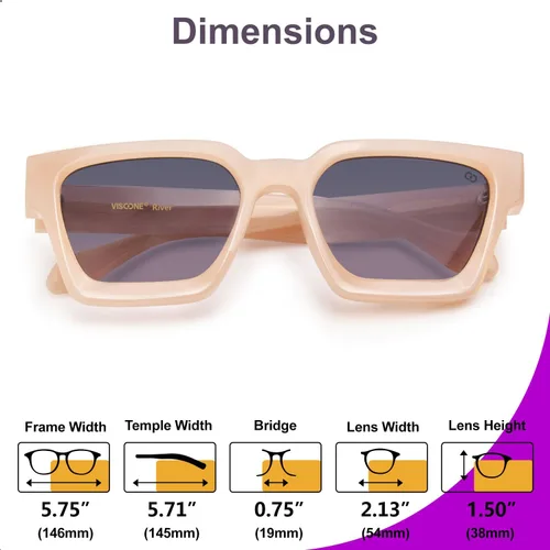 Vista 21 de VISOONE Moda 100% UV400 Protección Rectángulo TR90 Y2K Gafas de sol Accesorios para Mujeres Hombres RIVER, Transparente/Gris Rosa