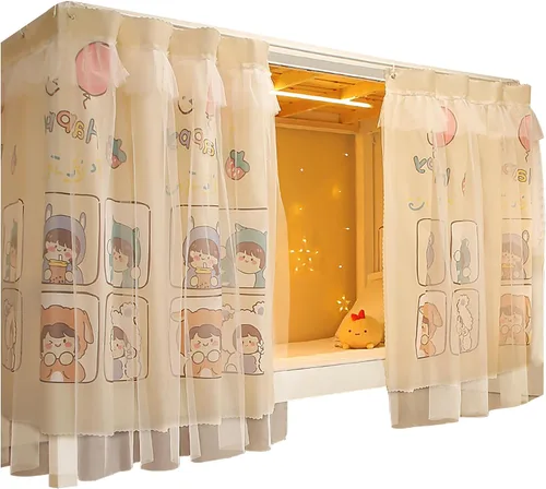 Vista 25 de Cortinas de gasa bonitas genéricas para litera con dosel de cama con encaje, 2 paneles, aguacate