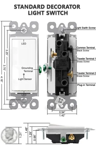 Vista 10 de SOZULAMP Interruptor de luz de 3 vías con luz nocturna, fácil de instalar, no requiere neutral, interruptor iluminado de tres vías con sensor