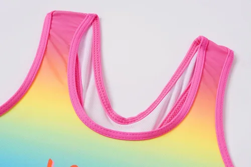 Vista 4 de Akokvlar Traje de baño de dos piezas para niñas, tankini con pantalón corto
