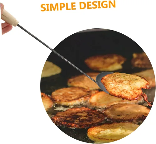 Vista 8 de Cuchara para freír aperitivos cuchara de metal antiadherente cuchara de aceite de cocina mango largo para freír alimentos