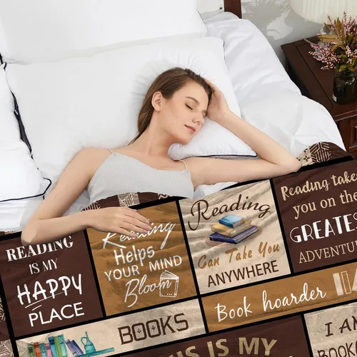 Vista 8 de Manta de regalo para amantes de los libros de 50 x 60 pulgadas, el mejor regalo para lectores, bibliotecario, manta de club de libros para ratones