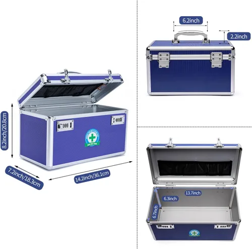 Vista 2 de Caja de medicamentos con cerradura con estuche de almacenamiento portátil, 14.2 x 7.2 x 8.2 pulgadas, organizador de bloqueo de medicamentos a