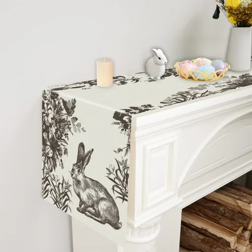 Vista 5 de GPGHE Camino de mesa de Pascua, diseño floral de conejito largo, para primavera, vacaciones, cocina, comedor, fiesta, decoración de granja, 13 x 36