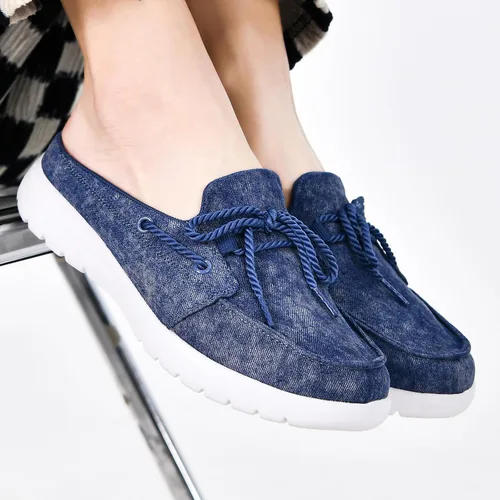 Vista 7 de Buyrew Pantuflas para mujer, cómodas, de lona de punto, con soporte de arco, transpirables, pantuflas de casa