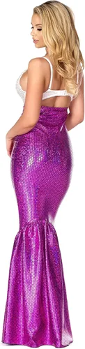 Vista 2 de Forplay Disfraz de sirena para mujer con diamantes de imitación y falda metálica