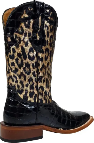 Vista 3 de Johnny Ringo - Botas occidentales para mujer, puntera cuadrada, piel de patente 628-13C B (M)
