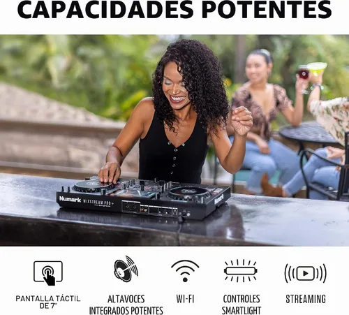 Vista 2 de Numark Mixstream Pro+ Controlador DJ e interfaz DMX para música en vivo, sets de DJ, eventos, producción musical