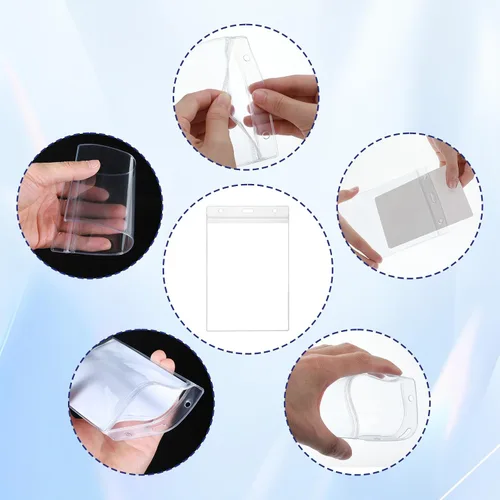Vista 5 de 10 fundas protectoras transparentes para pasaporte, 4 x 6 pulgadas, impermeables, de plástico, para viajes, fundas verticales sin cremallera