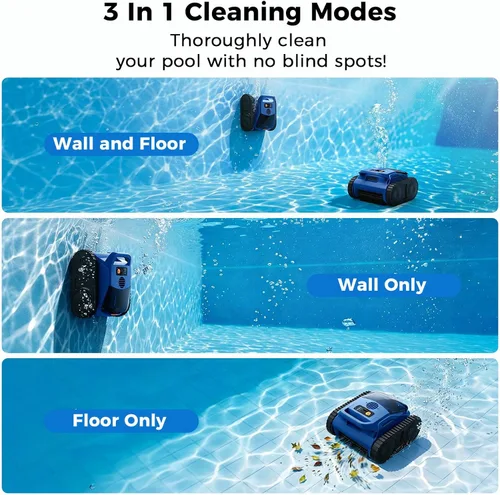 Vista 2 de Limpiador robótico inalámbrico para piscinas, aspiradora robótica automática para piscinas enterradas, limpieza de robot de piscina de spa de hasta