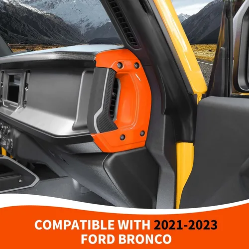 Vista 3 de RAZPOY Cubierta para manija lateral de consola central compatible con accesorios interiores Ford Bronco 2021-2023, naranja